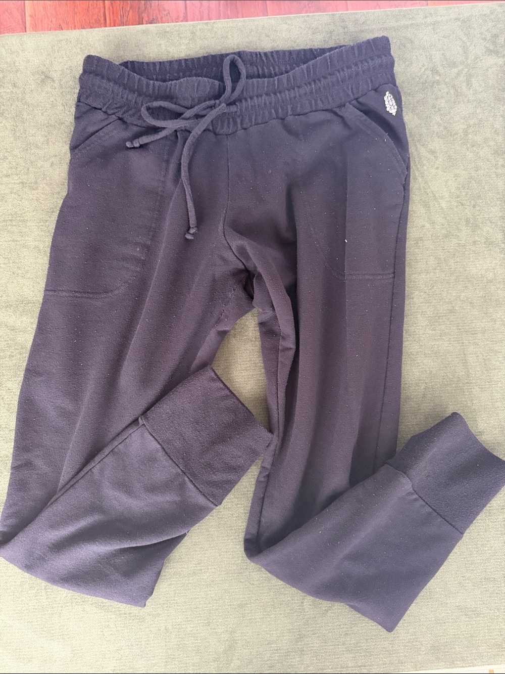 Free People Black Elastic-Waist Jogger Pants with Drawstring